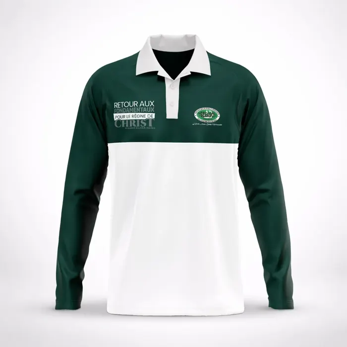 Polo manches longues blanc et vert